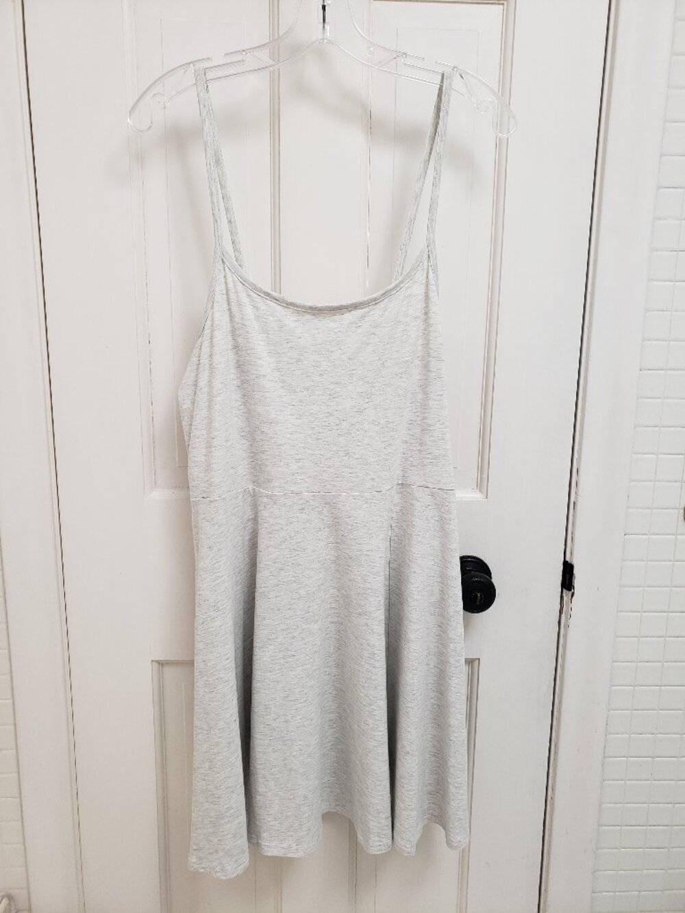 H&M Divided Skater Dress Size L Light Gray Heathered Cotton Blend